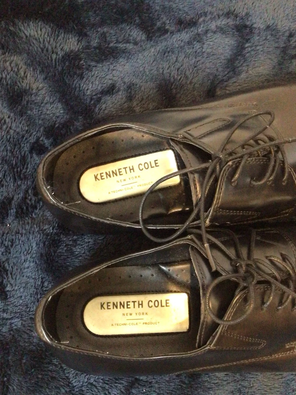Kenneth Cole Black Leather Lace-Up Oxford Dress Shoes